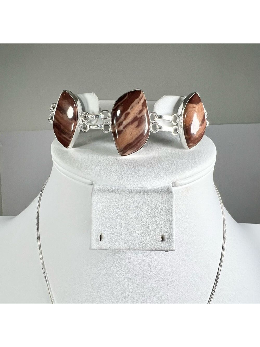 XL 925 Coconut Jasper Pendant & bracelet Set - Picture 4 of 7